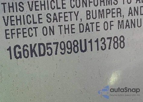 2008 Cadillac Dts 1Se z USA, uszkodzony, nr VIN 1G6KD57998U113788